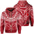 Hawaiian Kanaka Map Football Jersey Hoodie Zip Red and White Roger Style Unisex Red - Polynesian Pride