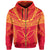 Hawaiian Kanaka Map Football Jersey Hoodie Zip Red and Yellow Roger Style - Polynesian Pride