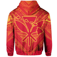 Hawaiian Kanaka Map Football Jersey Hoodie Red and Yellow Roger Style - Polynesian Pride