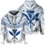 Hawaiian Kanaka Map Football Jersey Hoodie Zip White and Blue Roger Style Unisex White - Polynesian Pride