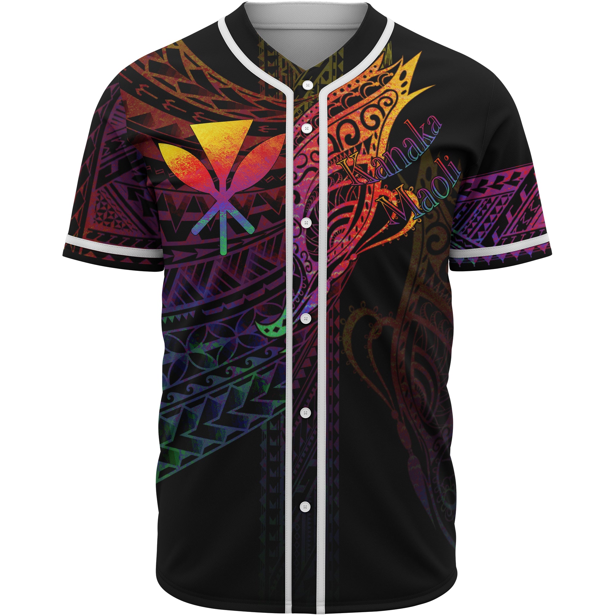 Hawaii Kanaka Maoli Baseball Shirt - Butterfly Polynesian Style Unisex Black - Polynesian Pride