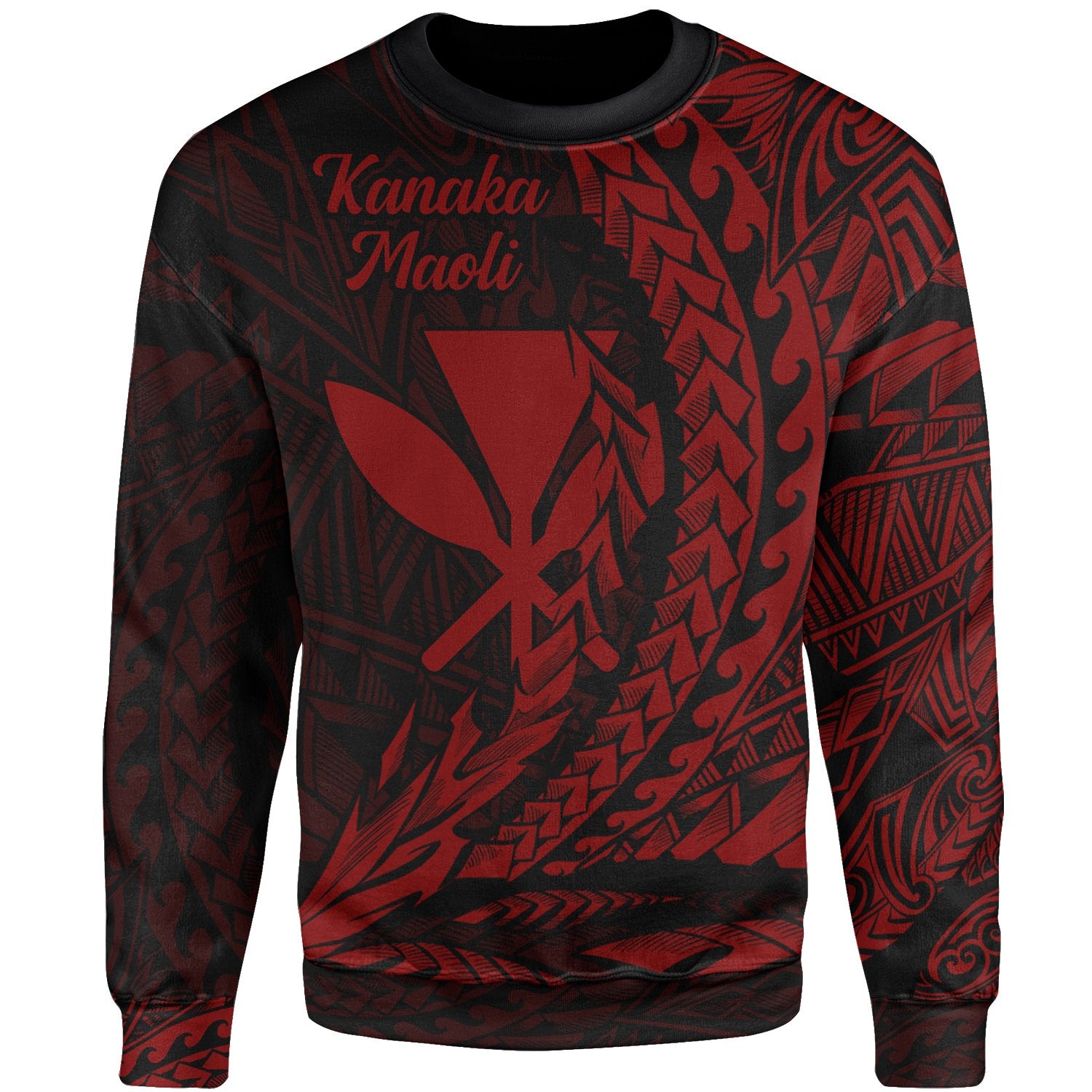 Hawaii Kanaka Maoli Sweatshirt - Wings Style Red Color Unisex Red - Polynesian Pride