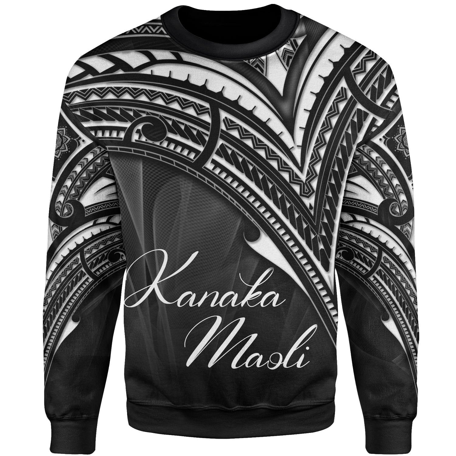 Hawaii Kanaka Maoli Sweatshirt - Cross Style White Color Unisex Black - Polynesian Pride