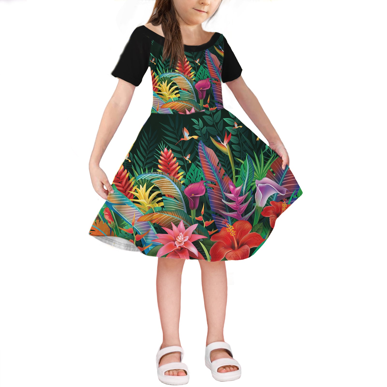 Hawaiian Short Sleeves Dress KID- Hawaii Style LT6 KID Art - Polynesian Pride