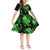 Hawaiian Short Sleeves Dress KID- Hawaii Flowers LT6 KID Green - Polynesian Pride