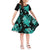 Hawaiian Short Sleeves Dress KID- Hawaii Flowers LT6 KID Turqouise - Polynesian Pride