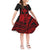 Hawaii Turtle With Hibiscus Tribal Short Sleeve Dress KID Red LT8 KID Red - Polynesian Pride