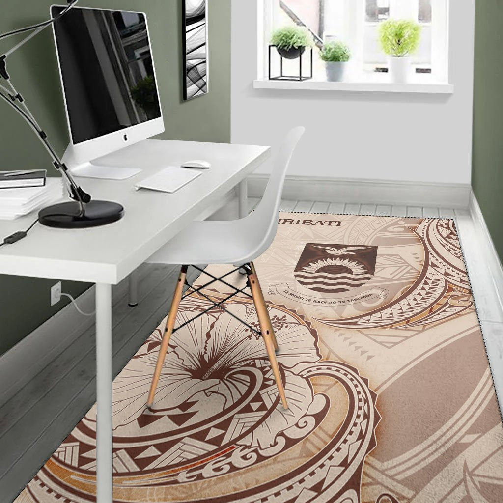 Kiribati Area Rug - Hibiscus Flowers Vintage Style - Polynesian Pride