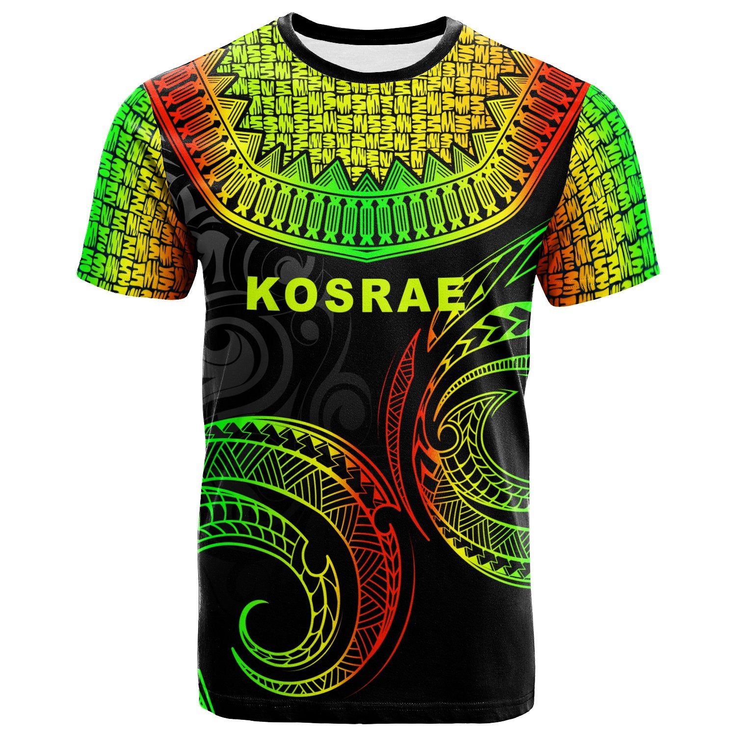 Kosrae Custom T ShirtS Unique Serrated Texture Reggae Color Unisex Reggae - Polynesian Pride