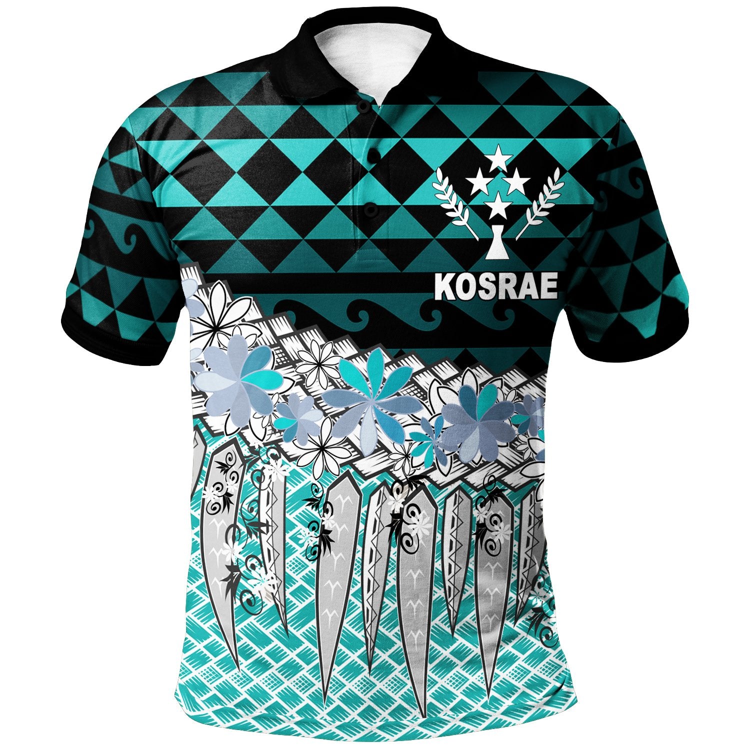 Kosrae Polo Shirt Coconut Leaves Weave Pattern Blue Unisex Blue - Polynesian Pride