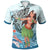 Kosrae Polo Shirt Polynesian Girls With Shark Unisex Blue - Polynesian Pride