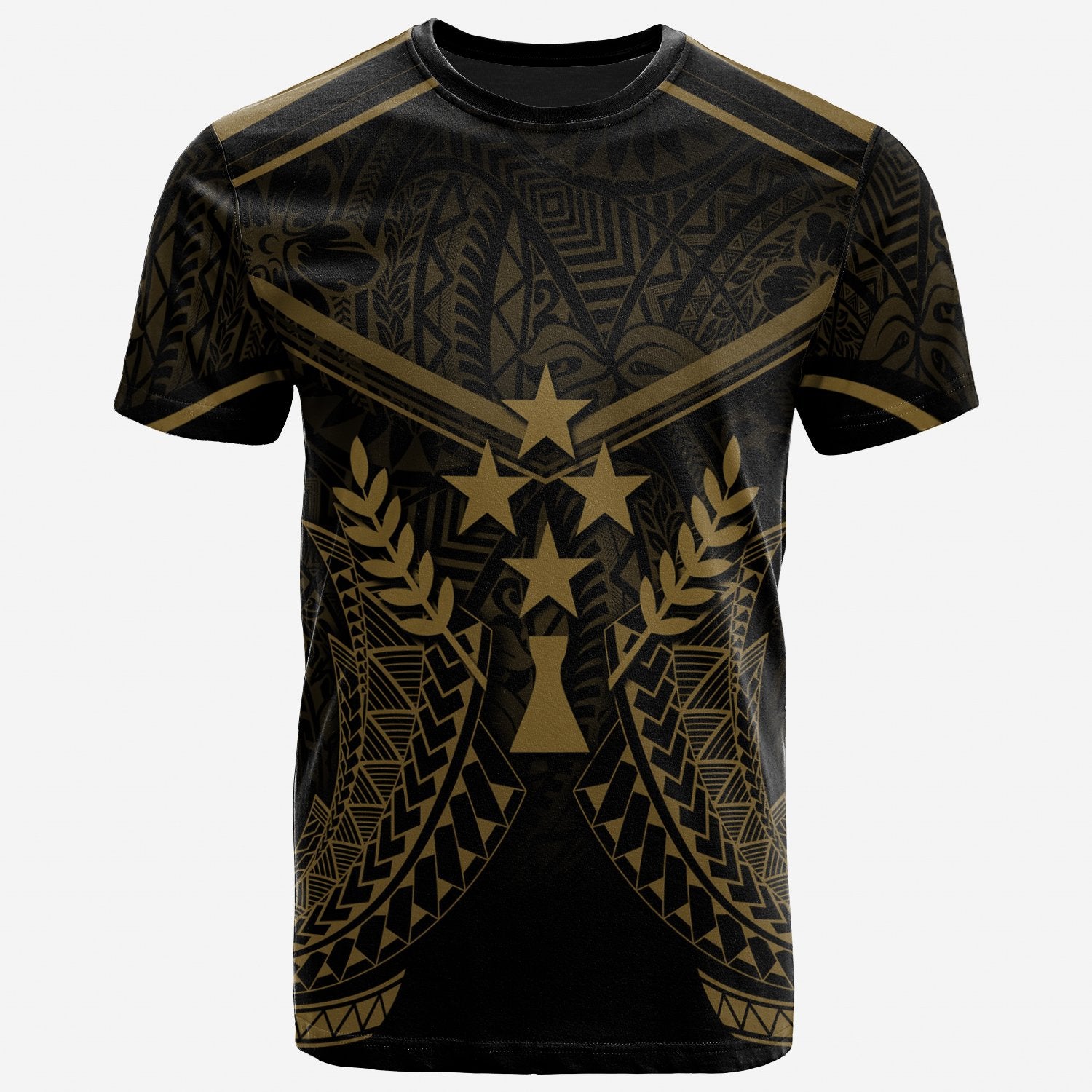 Kosrae T Shirt Kosrae Seal With Gold Line Style Unisex Black - Polynesian Pride