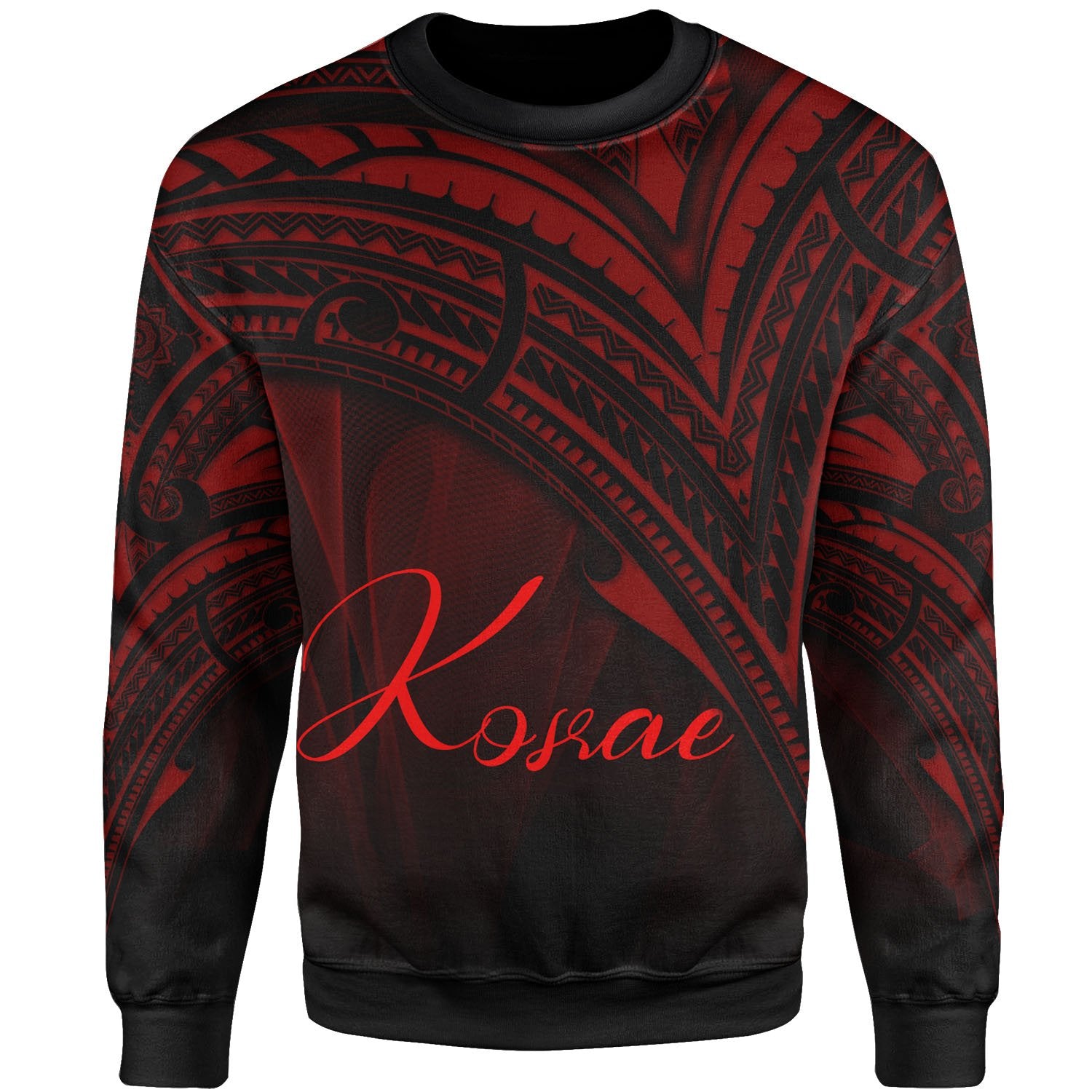 Kosrae State Sweatshirt - Cross Style Red Color Unisex Black - Polynesian Pride