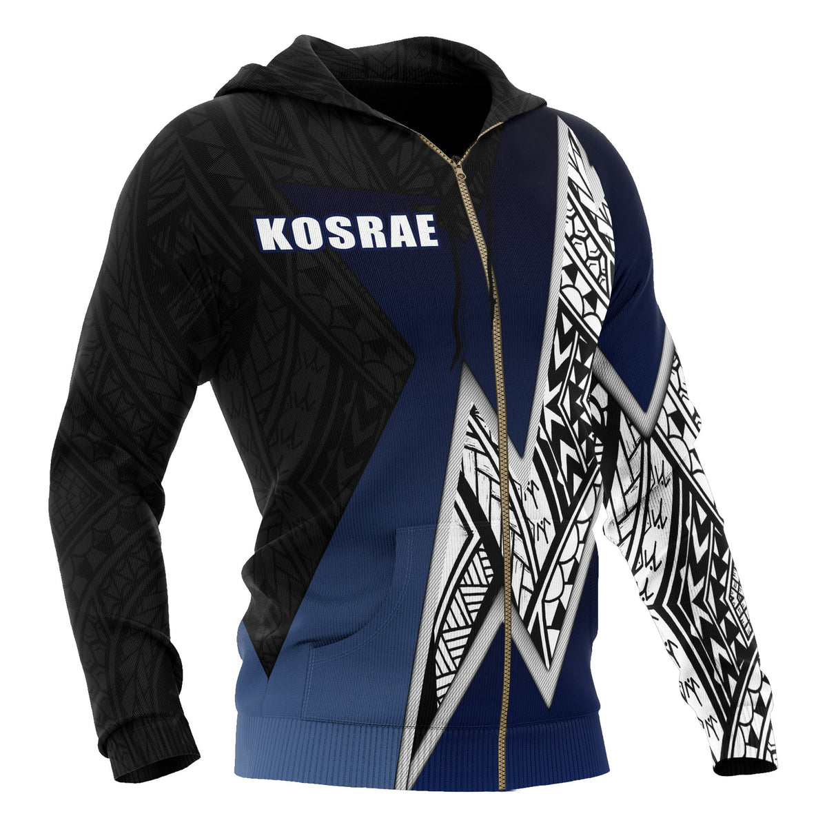 Kosrae Micronesian Zip up Hoodie White Lighting Piece - Polynesian Pride