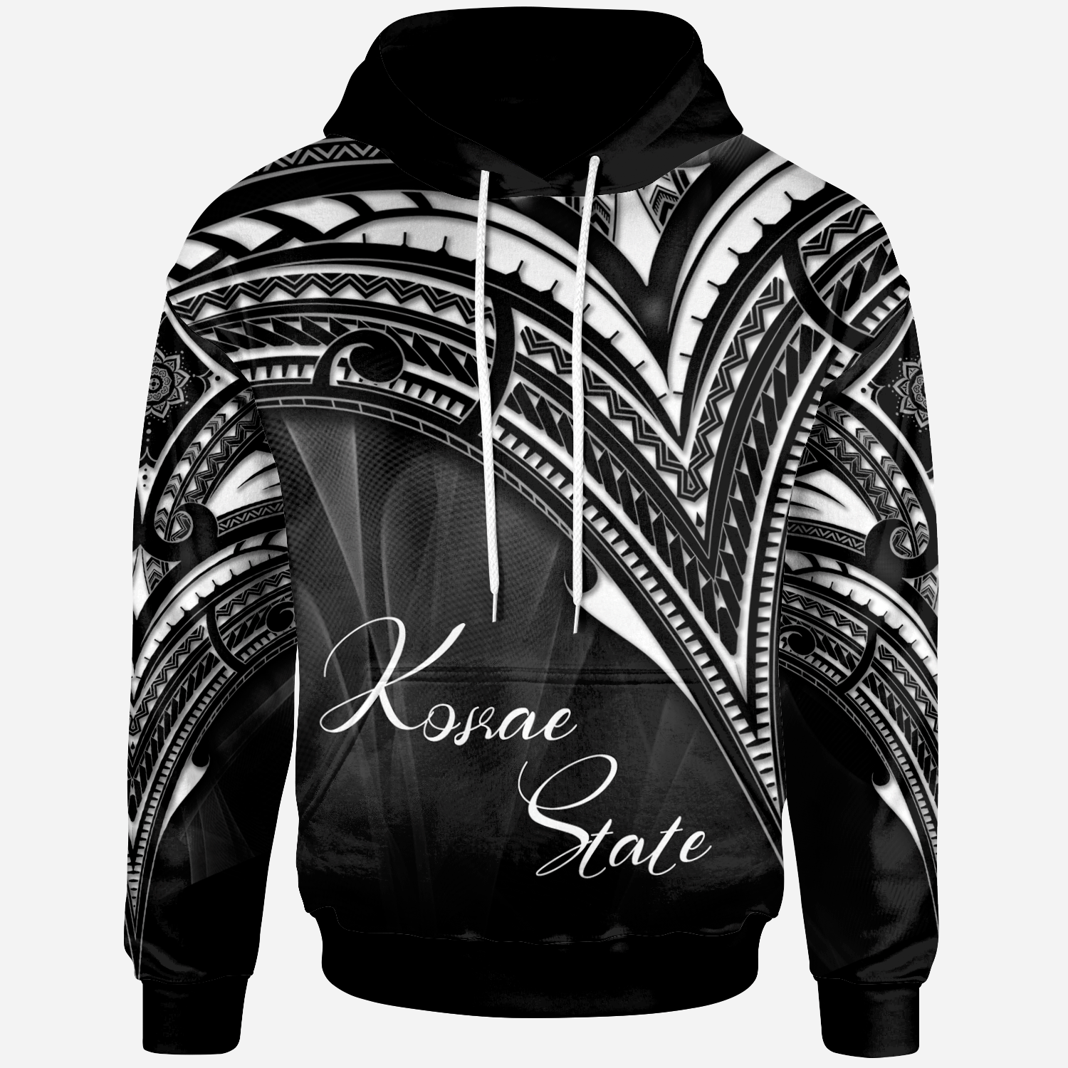 Kosrae State Hoodie Cross Style Unisex Black - Polynesian Pride