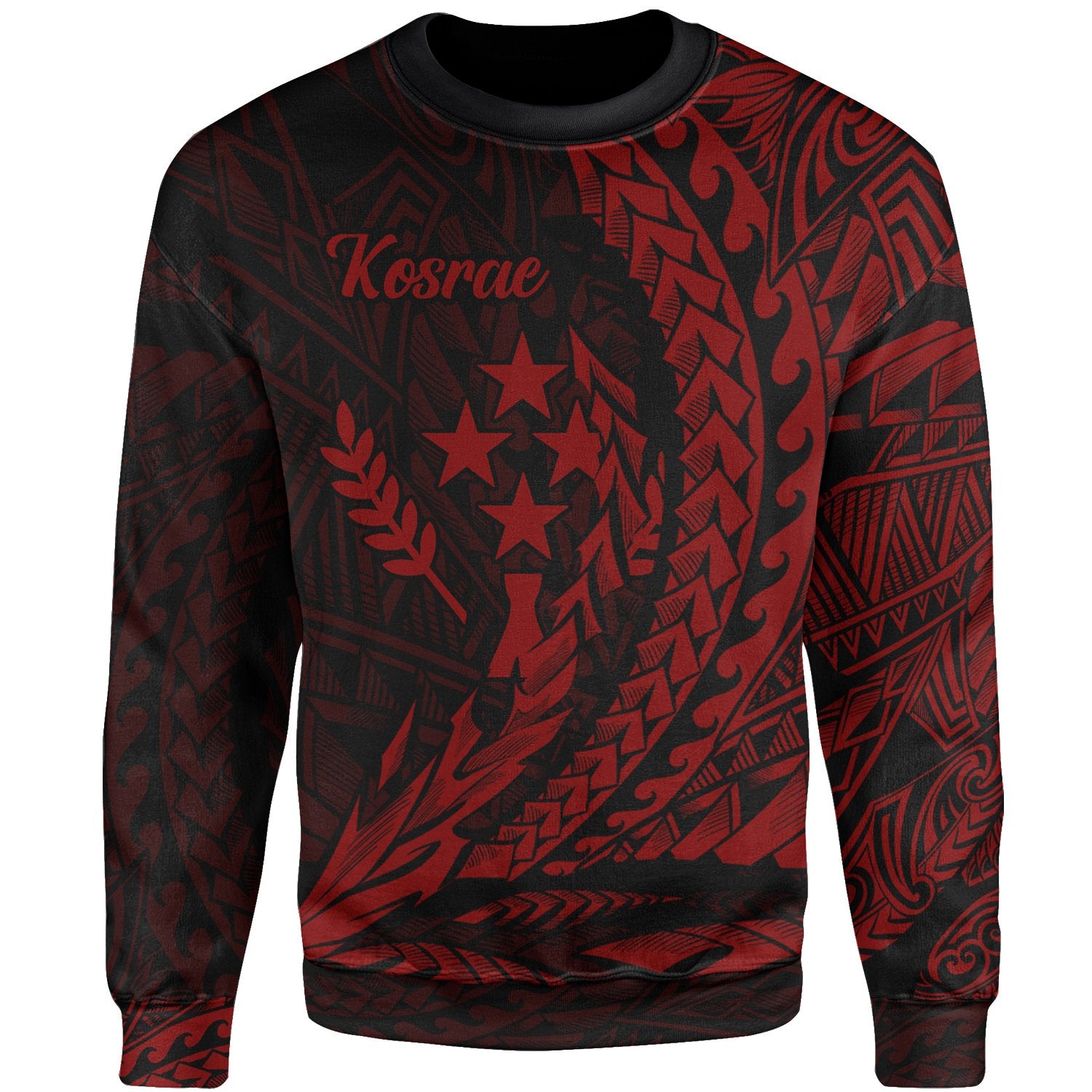 Kosrae Sweatshirt - Wings Style Red Color Unisex Red - Polynesian Pride