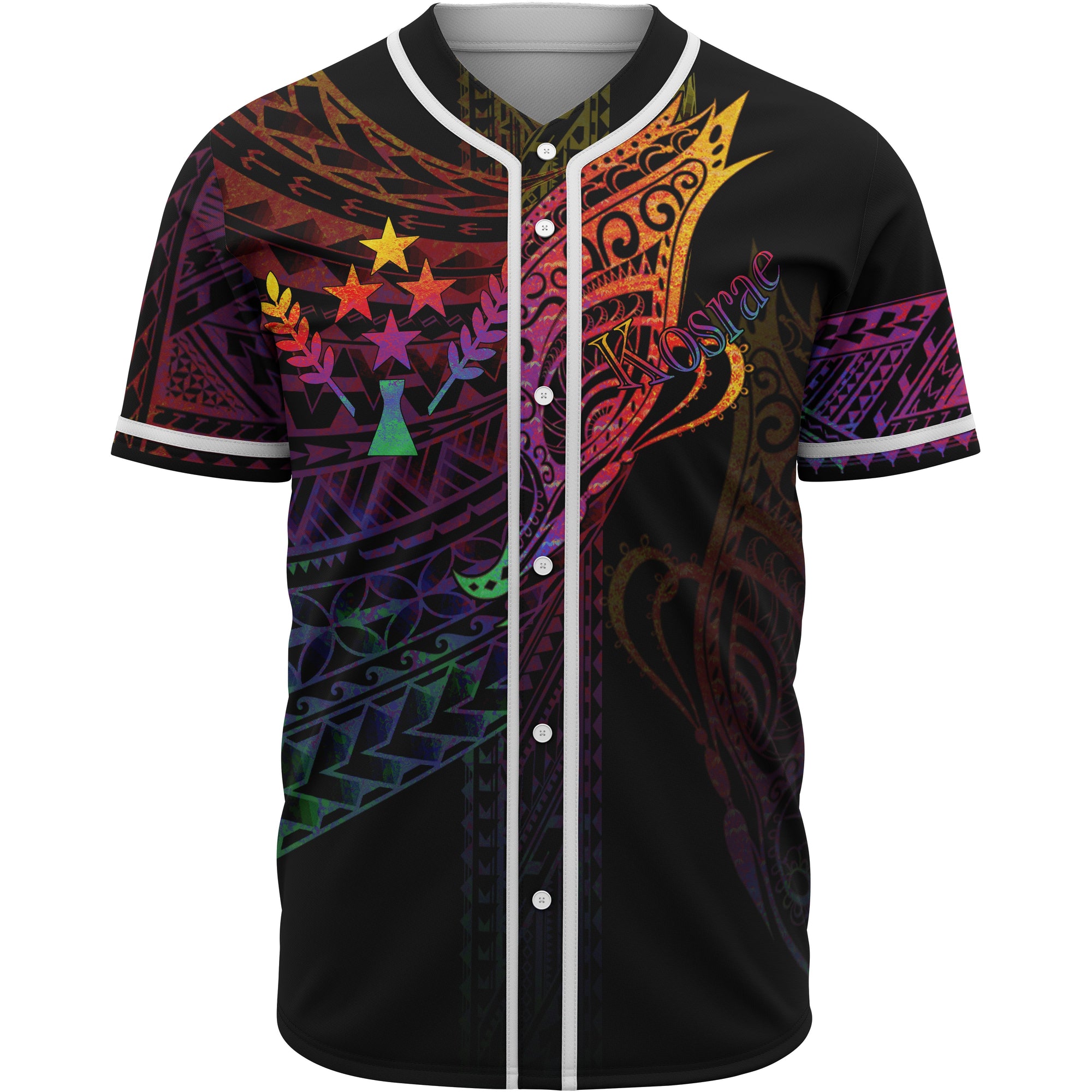 Kosrae State Baseball Shirt - Butterfly Polynesian Style Unisex Black - Polynesian Pride