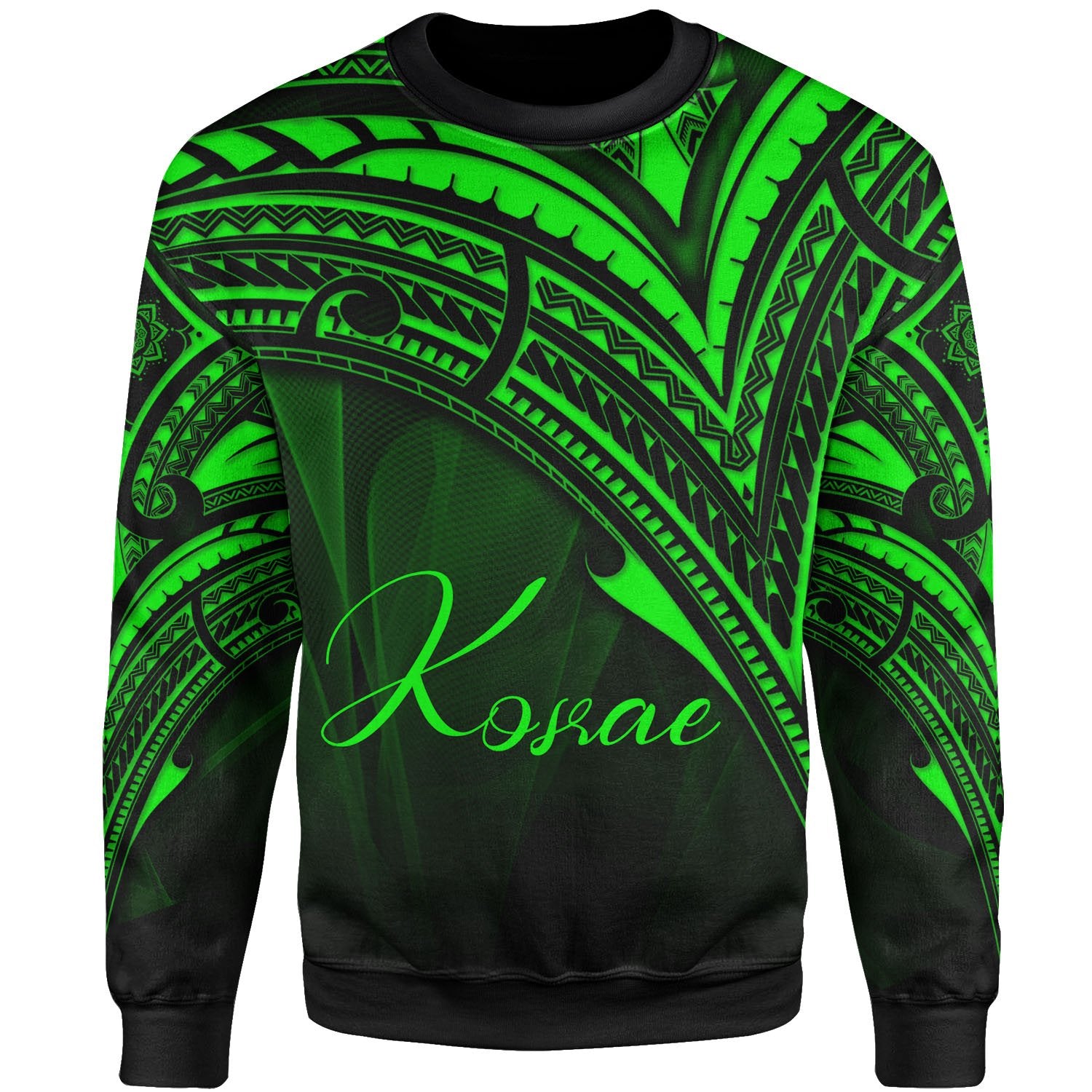 Kosrae State Sweatshirt - Cross Style Green Color Unisex Black - Polynesian Pride