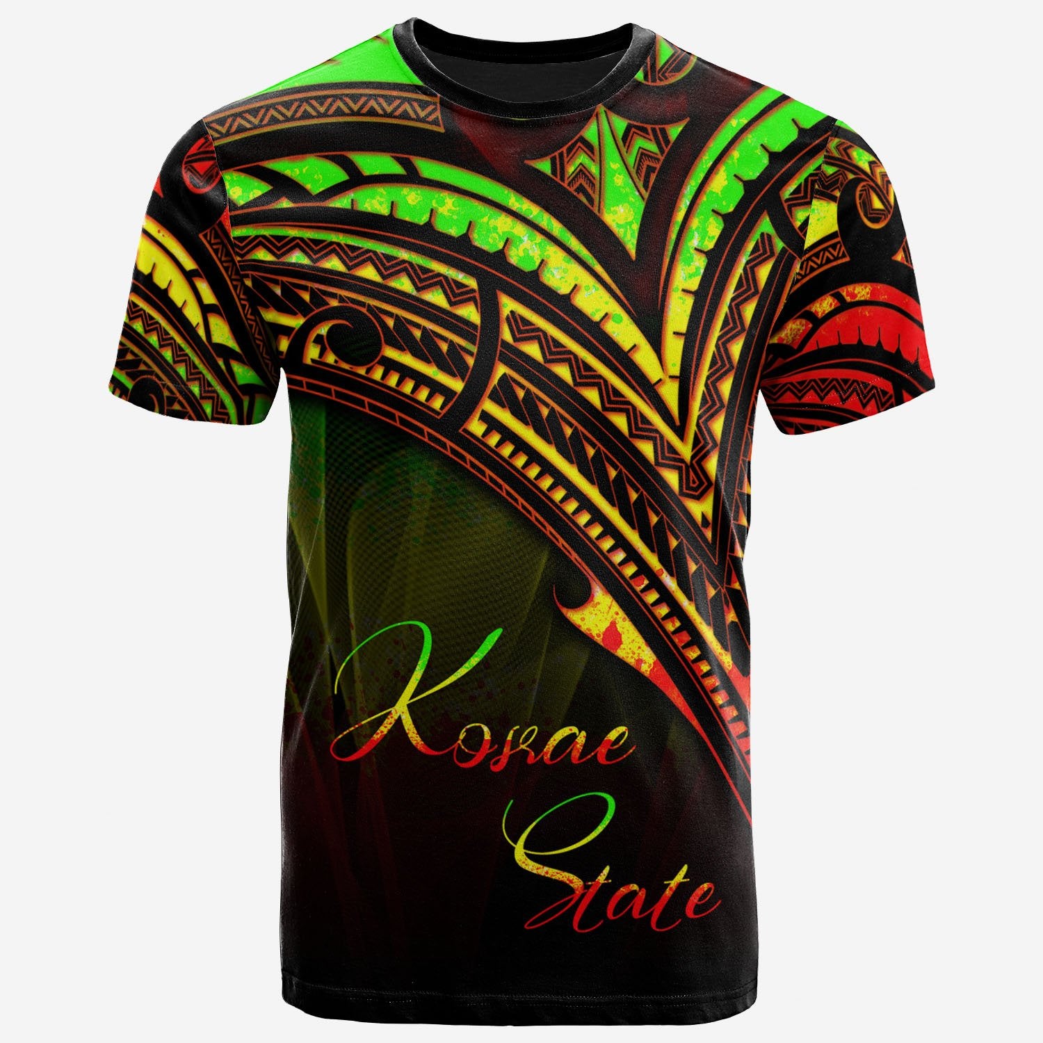 Kosrae State T Shirt Reggae Color Cross Style Unisex Black - Polynesian Pride