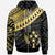 Kosrae Custom Zip Hoodie Ginger Pattern Gold Unisex Black - Polynesian Pride