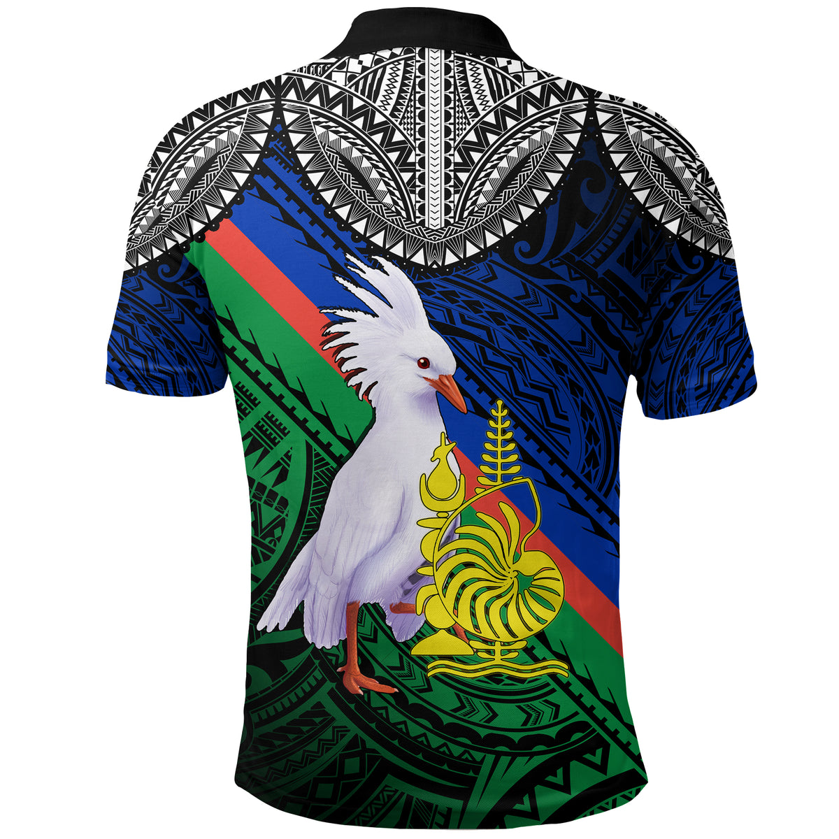 New Caledonia Emblem With Kagu Bird Polynesian Polo Shirt LT7 - Polynesian Pride
