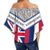 Hawaii Flag Kahoolawe Women's Off Shoulder Wrap Waist Top - Grey - Mit Style - AH - Polynesian Pride