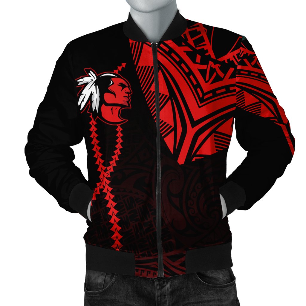 hawaiiJacket - Kahuku High Men's Bomber Jacket - Forc Style AH Black - Polynesian Pride