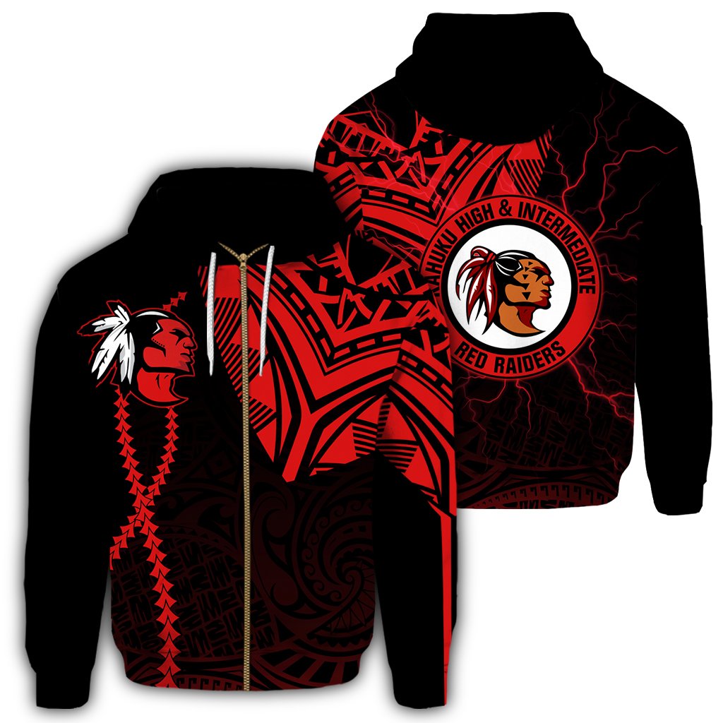 Hawaii Hoodie Kahuku High Zipper Hoodie Forc Style Unisex Black - Polynesian Pride