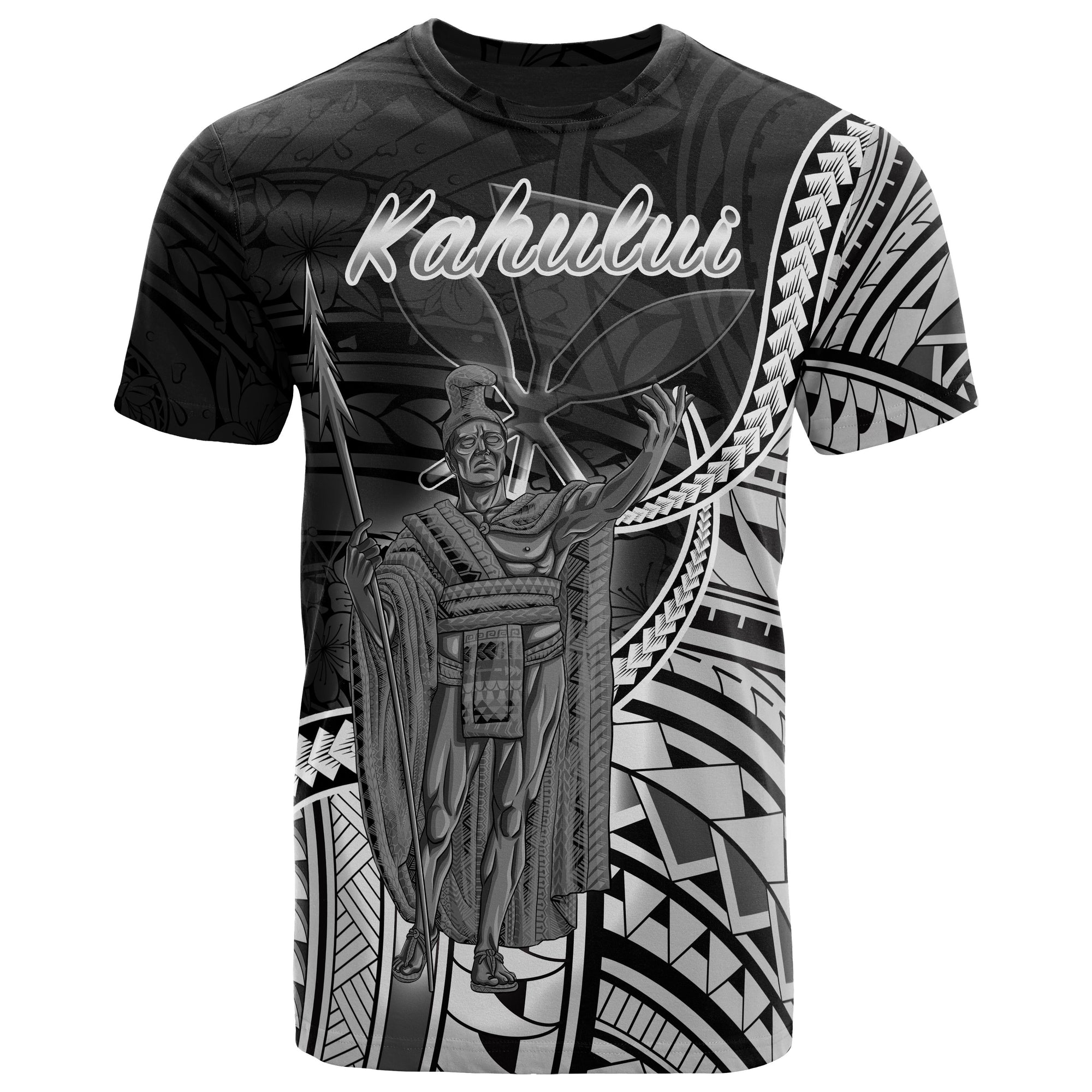 Hawaii T Shirt Kahului Kingdom of Hawaii Polynesian Patterns Unisex Black - Polynesian Pride