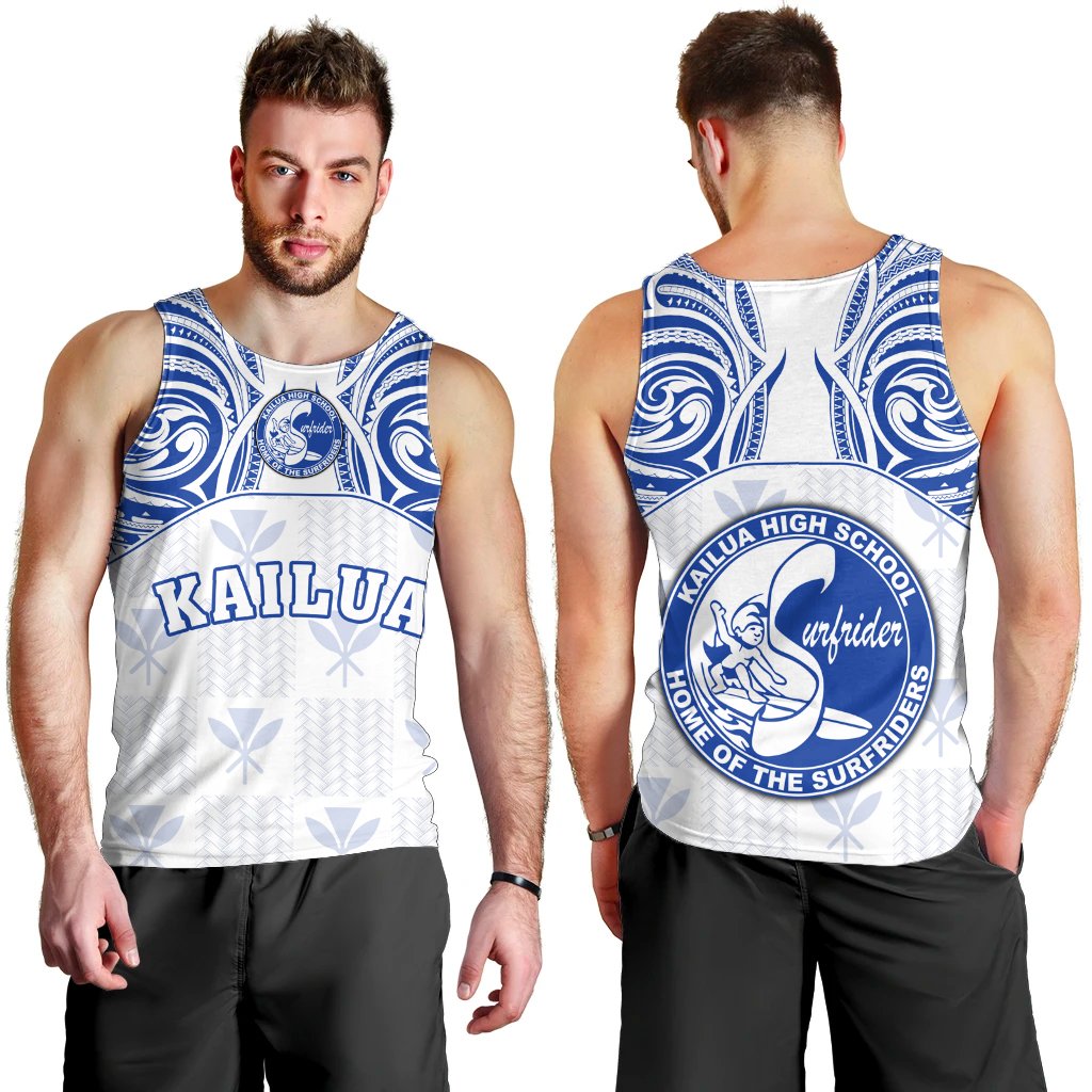 hawaiiMen's Tank Top - Kanaka Kailua High School Men's Tank Top Demodern Style AH White - Polynesian Pride