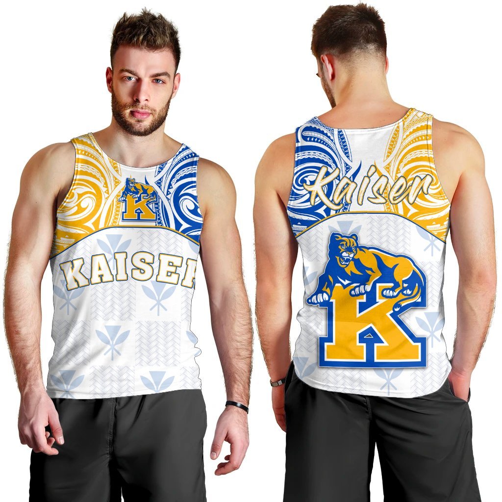 hawaiiMen's Tank Top - Kanaka Kaiser High School Men's Tank Top Demodern Style AH White - Polynesian Pride