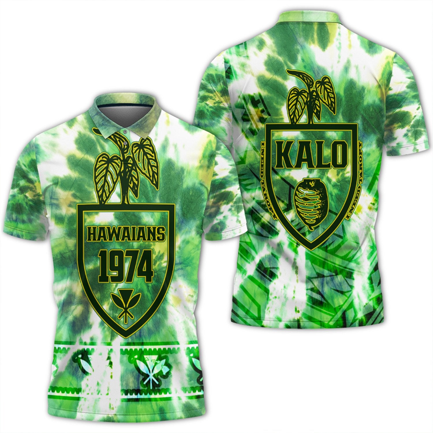 Hawaii Kalo Tie Dye Polo Shirt Refresh AH Unisex Green - Polynesian Pride