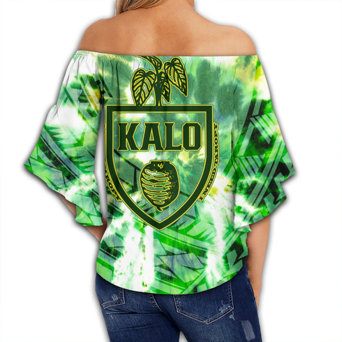 Hawaii Kalo Tie Dye Off Shoulder Waist Wrap Top - Refresh - AH - Polynesian Pride