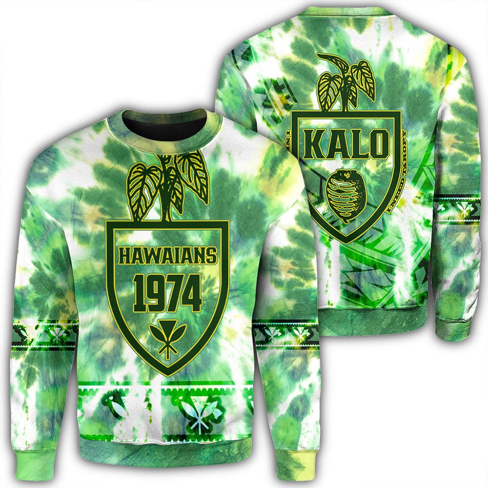 Hawaii Kalo Tie Dye Sweatshirt - Refresh - AH Unisex Green - Polynesian Pride