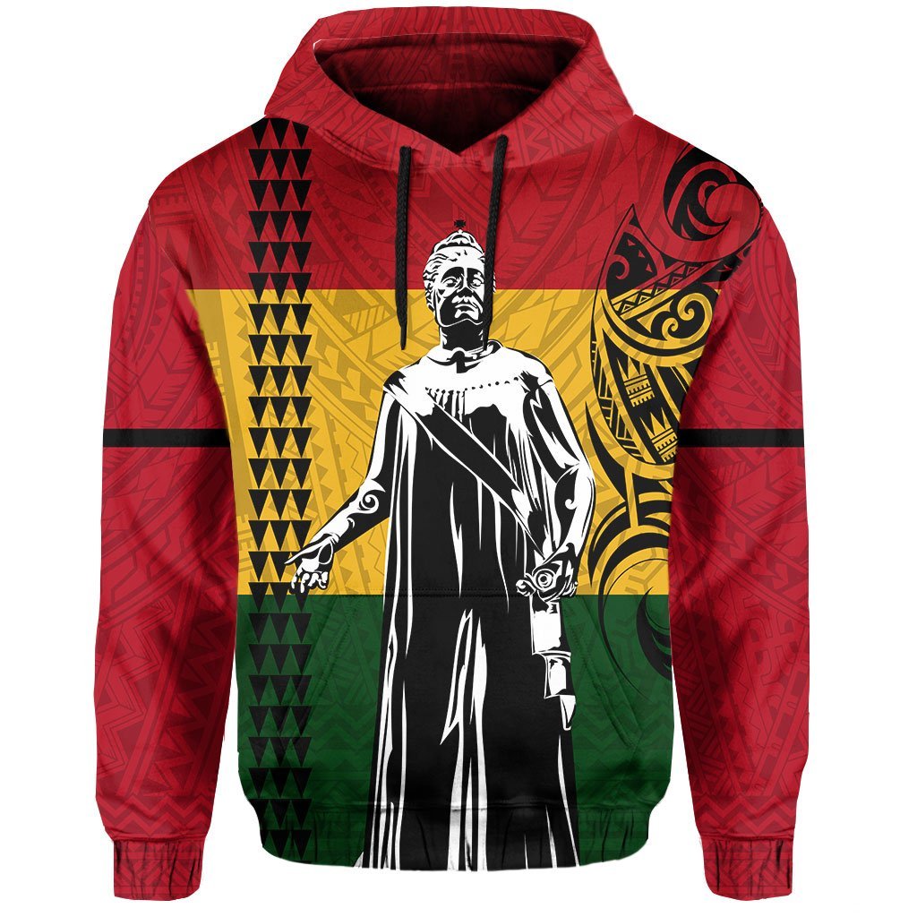 Polynesian Kakau Queen Liliuokalani Kanaka Flag of Hawaii Zip Hoodie - Polynesian Pride