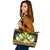 Hawaii Kanaka Maoli Leather Tote - Polynesian Gold Patterns Collection Black - Polynesian Pride