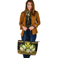 Hawaii Kanaka Maoli Leather Tote - Polynesian Gold Patterns Collection - Polynesian Pride