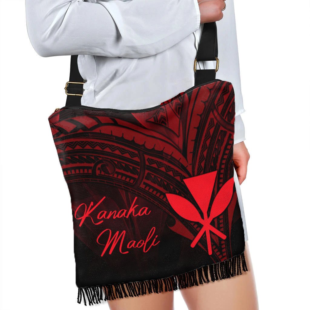 Hawaii Kanaka Maoli Boho Handbag - Red Color Cross Style - Polynesian Pride