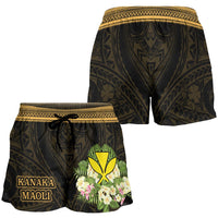 Hawaii Kanaka Maoli Women's Shorts - Polynesian Gold Patterns Collection - Polynesian Pride