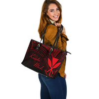 Hawaii Kanaka Maoli Leather Tote - Red Color Cross Style - Polynesian Pride