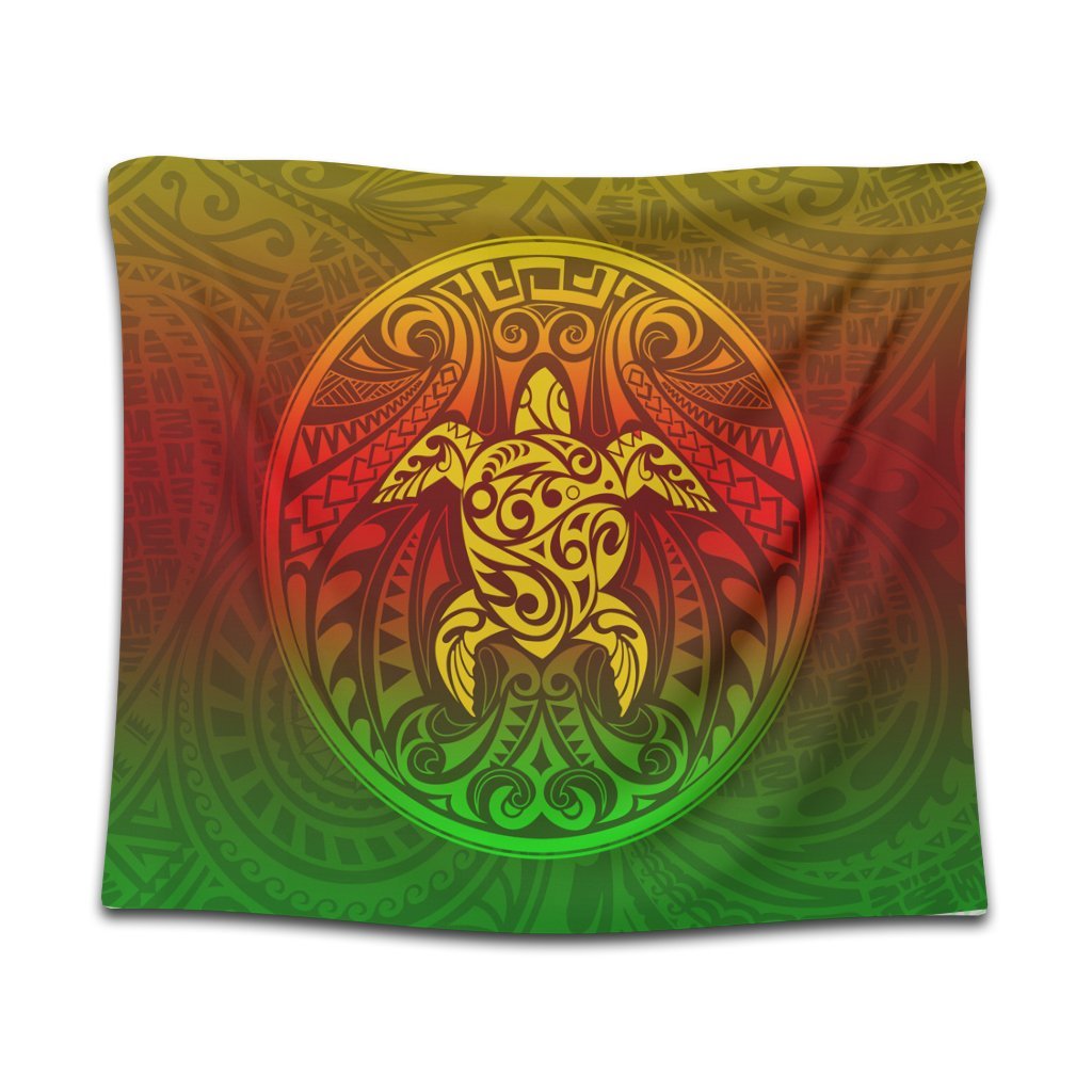 Kanaka Maoli Turtle Polynesian Tapestry - AH Wall Tapestry Black - Polynesian Pride