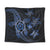 Kanaka Map Hibiscus Plumeria Turtle Art Blue Polynesian Tapestry - AH Wall Tapestry Black - Polynesian Pride