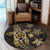 Kanaka Map Hibiscus Plumeria Turtle Art Gold Polynesian Round Carpet - AH - Polynesian Pride