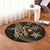 Kanaka Map Hibiscus Plumeria Turtle Art Gold Polynesian Round Carpet - AH - Polynesian Pride