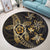 Kanaka Map Hibiscus Plumeria Turtle Art Gold Polynesian Round Carpet - AH - Polynesian Pride