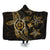 Kanaka Map Hibiscus Plumeria Turtle Art Gold Polynesian Hooded Blanket - AH Hooded Blanket White - Polynesian Pride