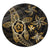 Kanaka Map Hibiscus Plumeria Turtle Art Gold Polynesian Round Carpet - AH Round Carpet Luxurious Plush - Polynesian Pride