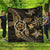 Kanaka Map Hibiscus Plumeria Turtle Art Gold Polynesian Premium Quilts - AH Black - Polynesian Pride