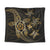 Kanaka Map Hibiscus Plumeria Turtle Art Gold Polynesian Tapestry - AH Wall Tapestry Black - Polynesian Pride