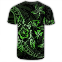 Kanaka Map Hibiscus Plumeria Turtle Art Green Polynesian T Shirt AH - Polynesian Pride